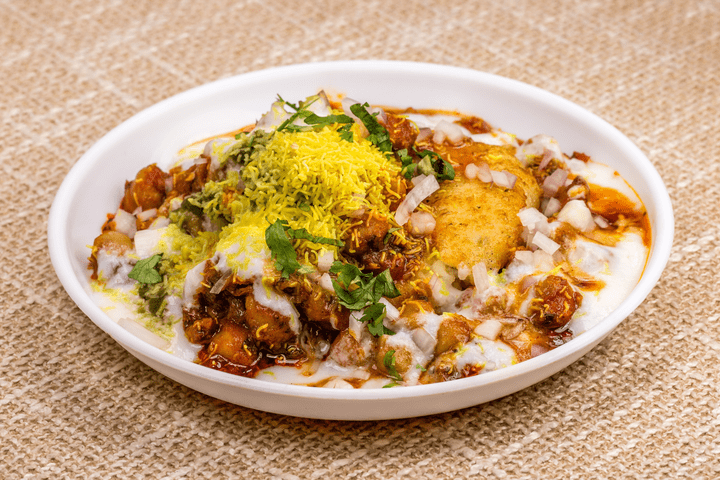 Aloo Tikki Chaat (vegan)