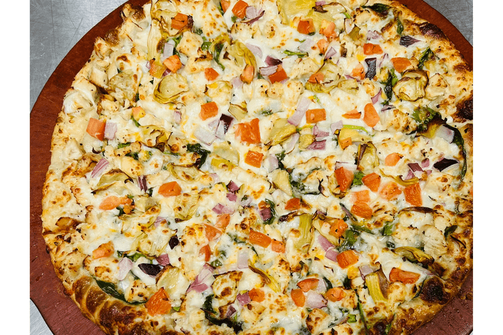 SPINACH CHICKEN PIZZA (MOZZARELLA CHEESE)