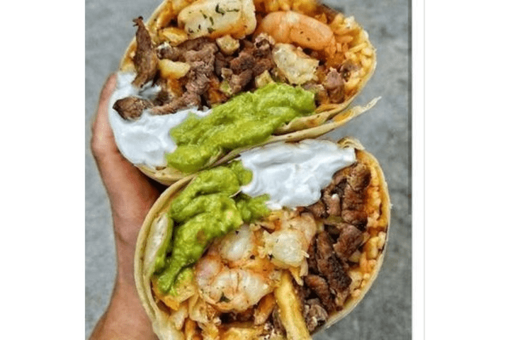 Shrimp and steak burrito