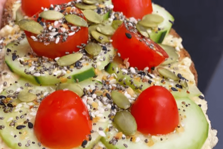 Cucumber Hummus Toast
