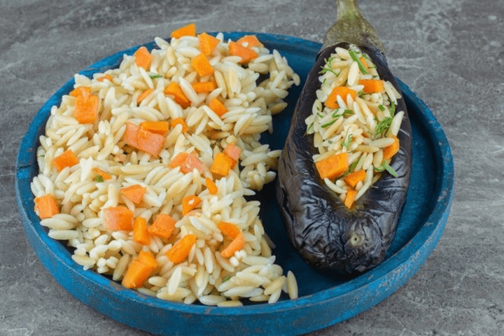Basil Chill Eggplant Tofu Over Rice